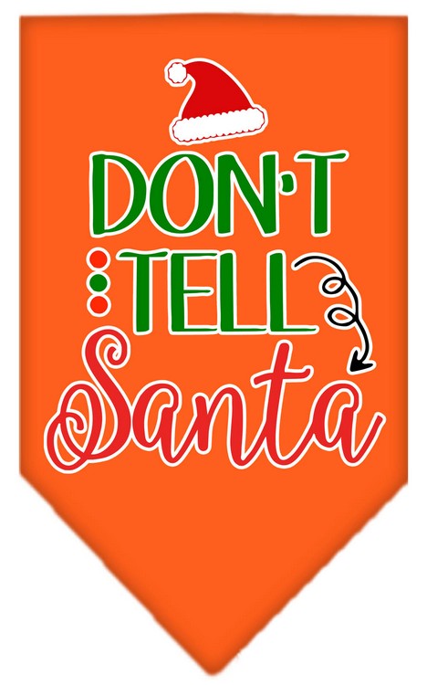 Don't Tell Santa Screen Print Bandana Orange Large